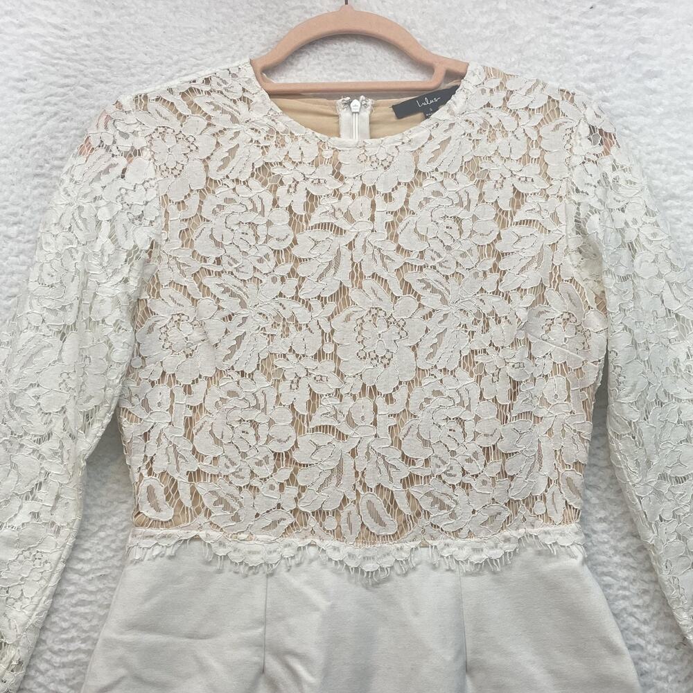 Lulus Dress Womens Small White Lace Long Sleeve Sheath Mini Shower Bridal - Picture 4 of 13
